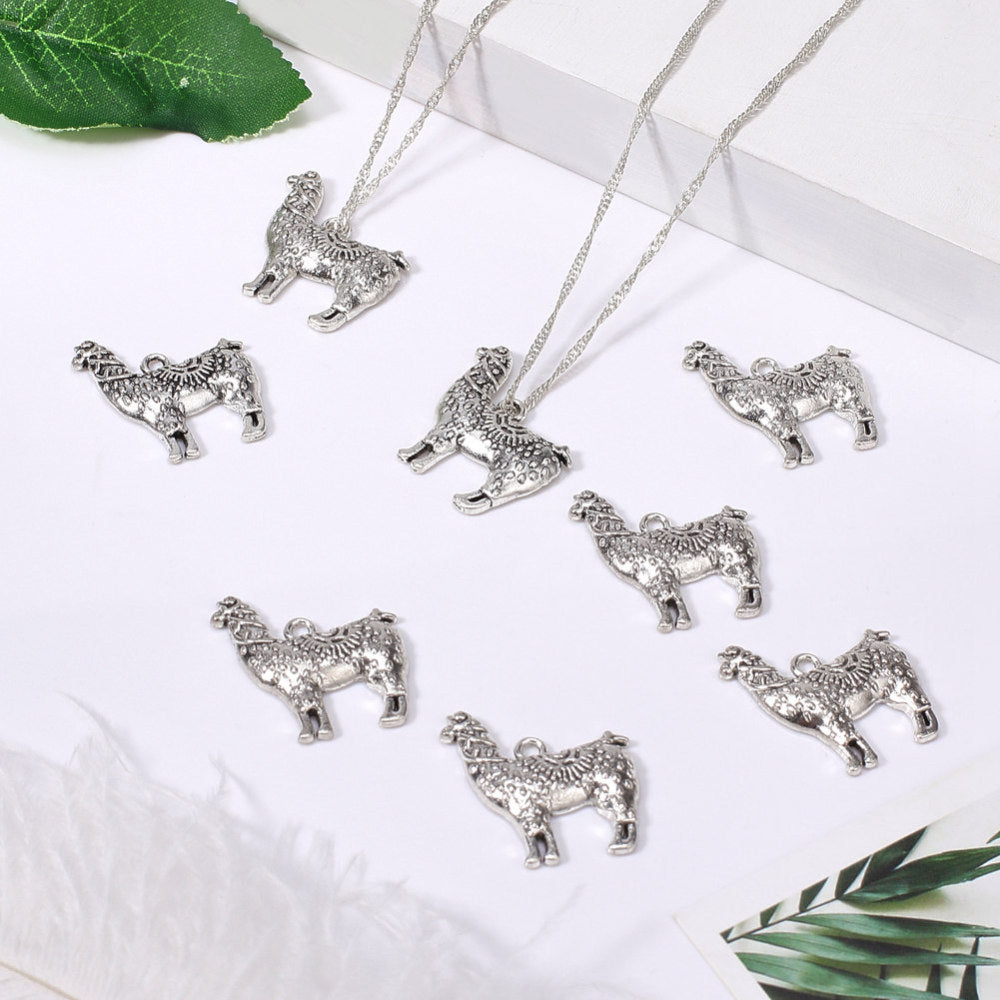 Llama/Alpaca Charms Antique Silver 25x22x3mm - Pack of 5