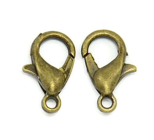 Antique Bronze Lobster Clasps 21 mm x 12 mm, Hole 2 mm - Pack of 20