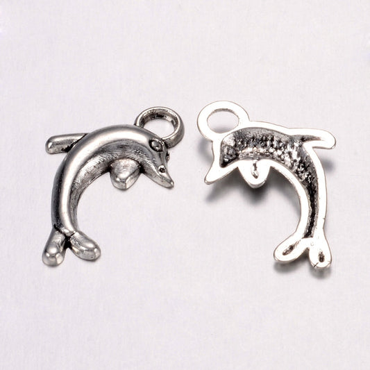 Dolphin Charms Antique Silver 19x11.5mm - Pack of 100