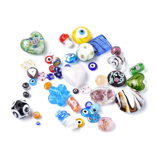 Handmade Lampwork Beads Mixed Size, Shape & Colour - Pack of 30g
