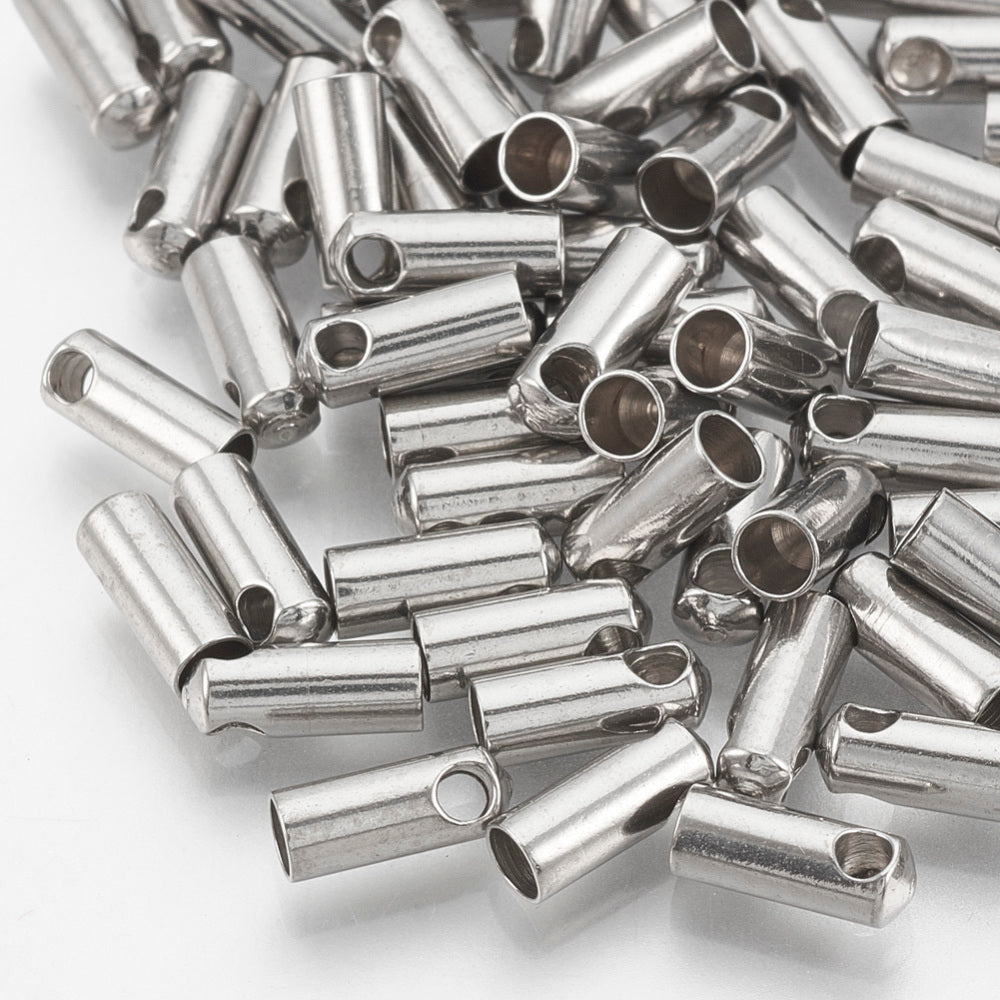 Stainless Steel End Cap 9 x 4 mm (3.2 mm inner) - Pack of 20
