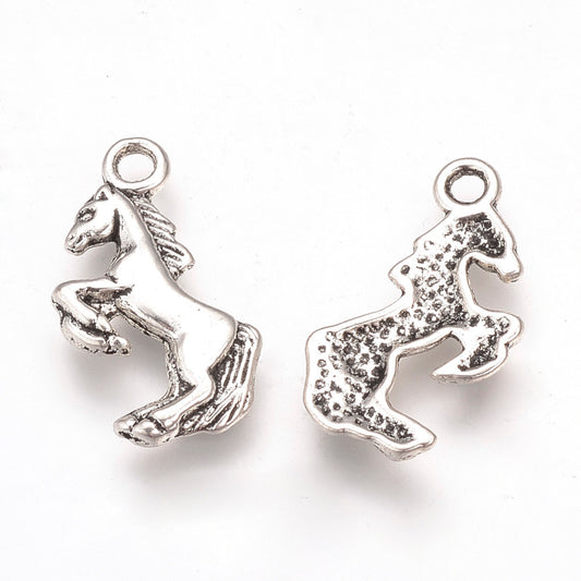Horse Charms (Sngl Side) Antique Silver 20x13x2mm Nickel Free - Pack of 50