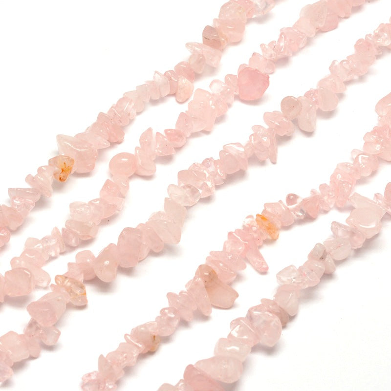 Natural Rose Quartz Chip Beads 3-8mm Wide - 32" Strand