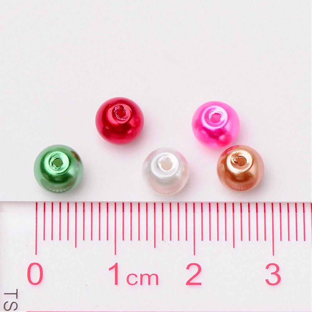 Glass Pearl Beads 6mm (1.0mm Hole) Christmas Mix - Pack of 200