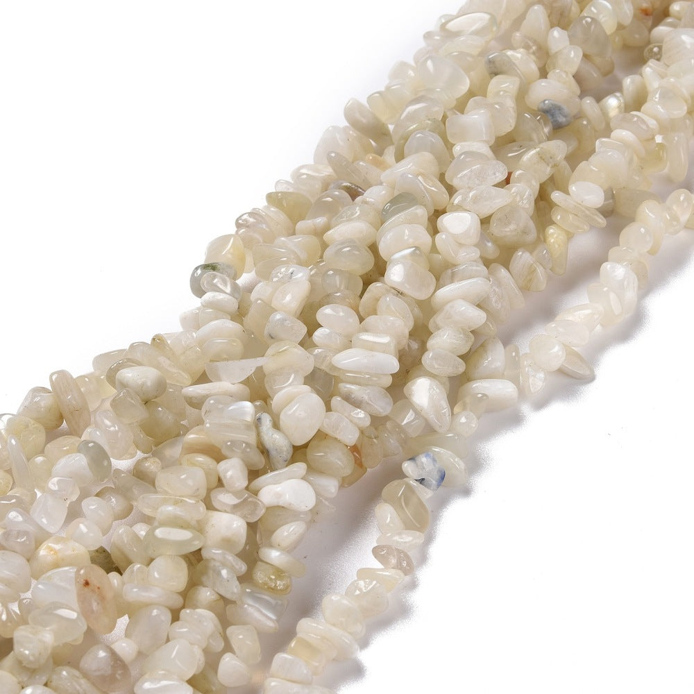 Natural White Moonstone Chip Beads 5-8mm Wide - 32" Strand