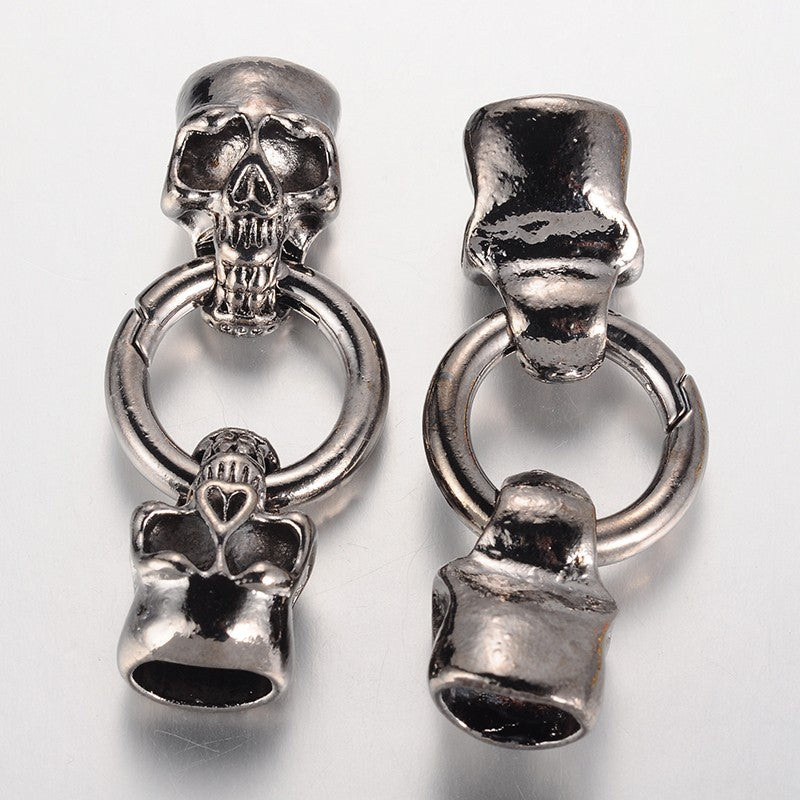 Skull Head Cord Clasps Black/Gunmetal