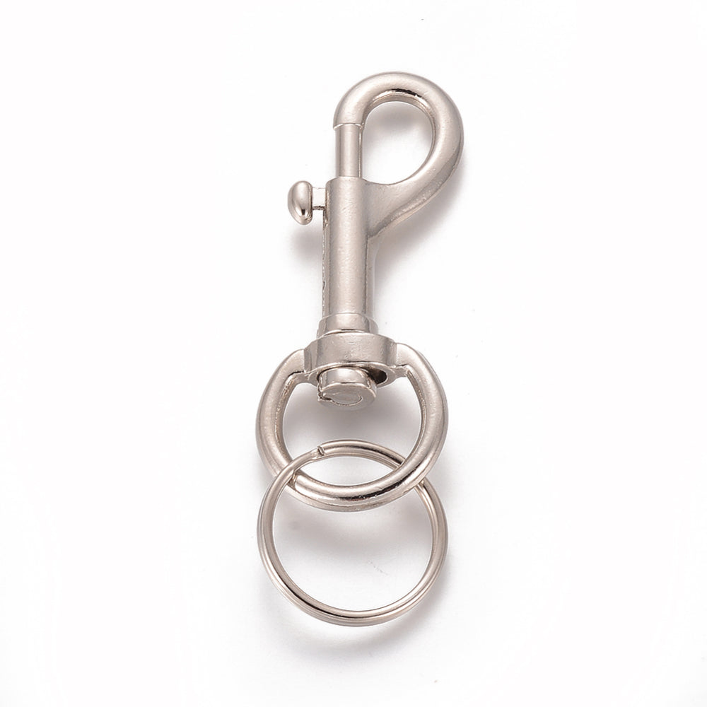 Swivel Trigger Clasp with Key Ring 96mm - Platinum