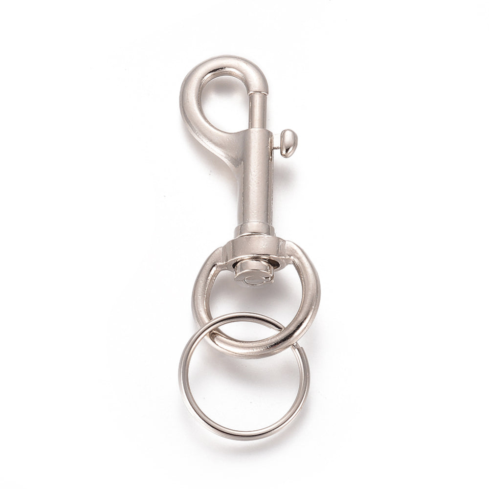 Swivel Trigger Clasp with Key Ring 96mm - Platinum
