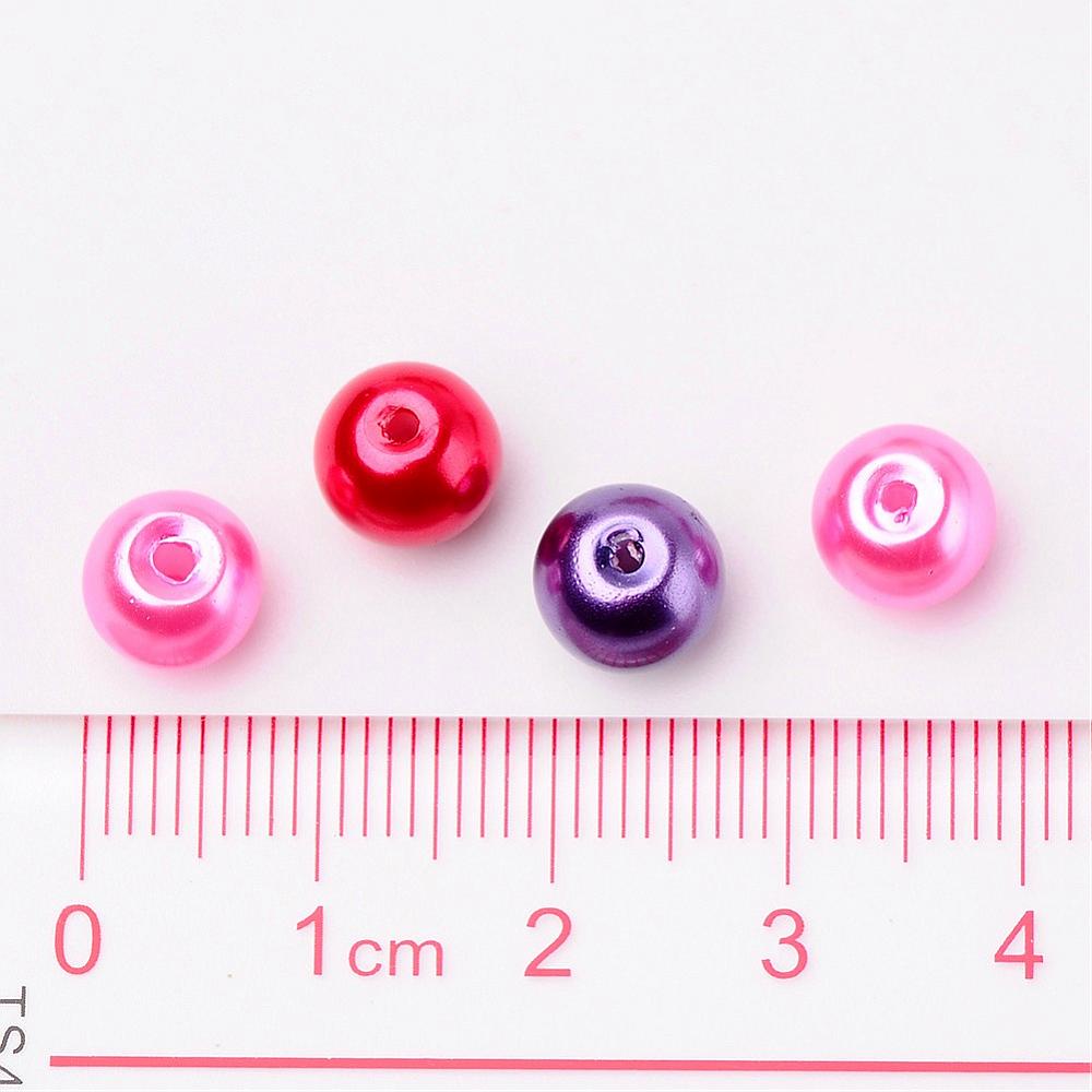 Glass Pearl Beads 8mm (1.0mm Hole) Valentines Mix - Pack of 100