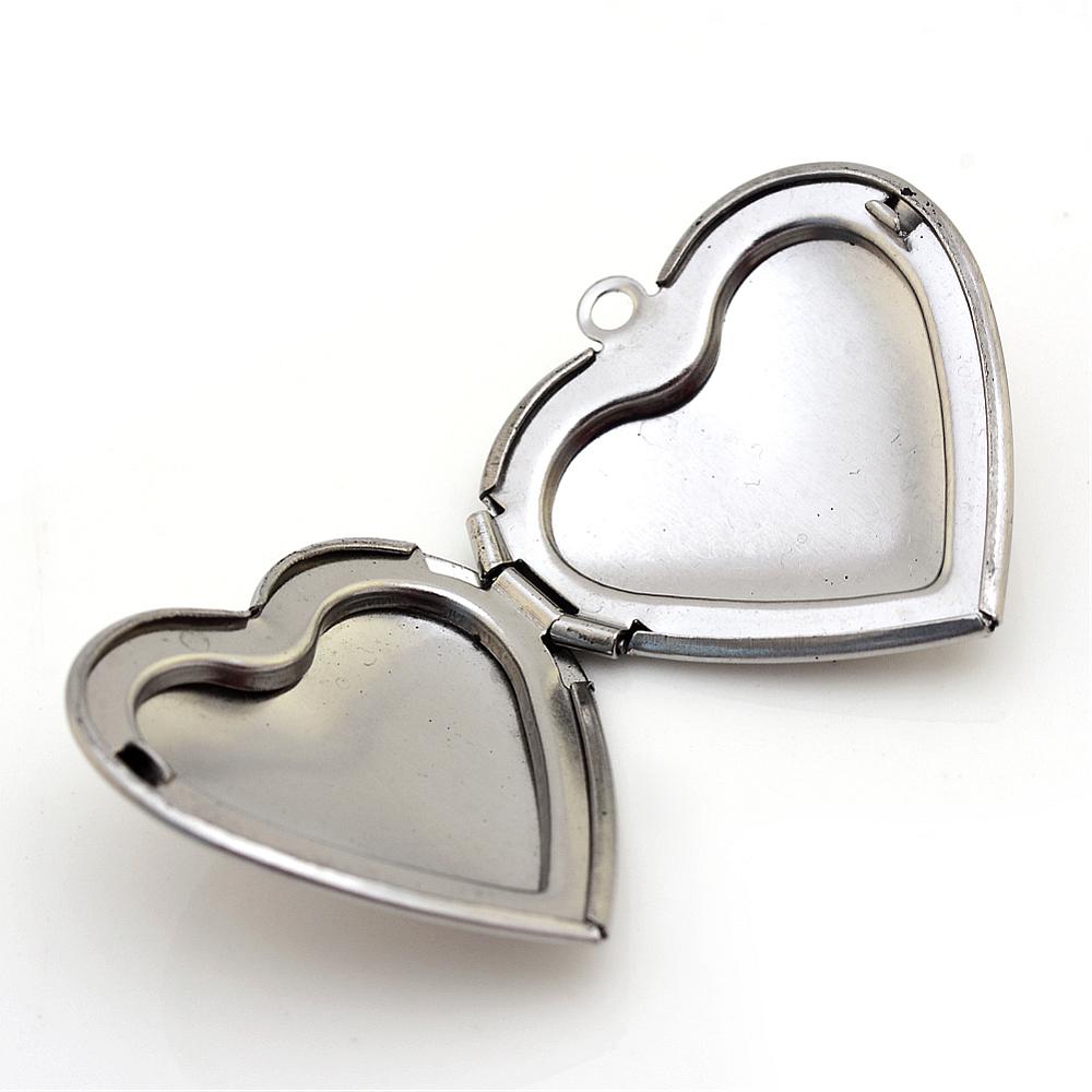 Stainless Steel Heart Photo Locket 29 x 28 x 7 mm - Pack of 10