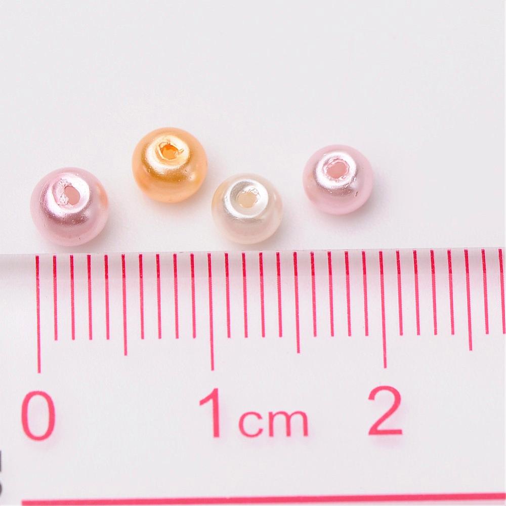 Glass Pearl Beads 4mm (0.8mm Hole) Barely Pink Mix - Pack of 400