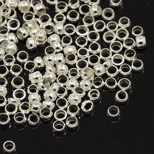 Silver Tone Copper Crimp Beads 2.0 mm (1.2 mm hole) - Pack of 900