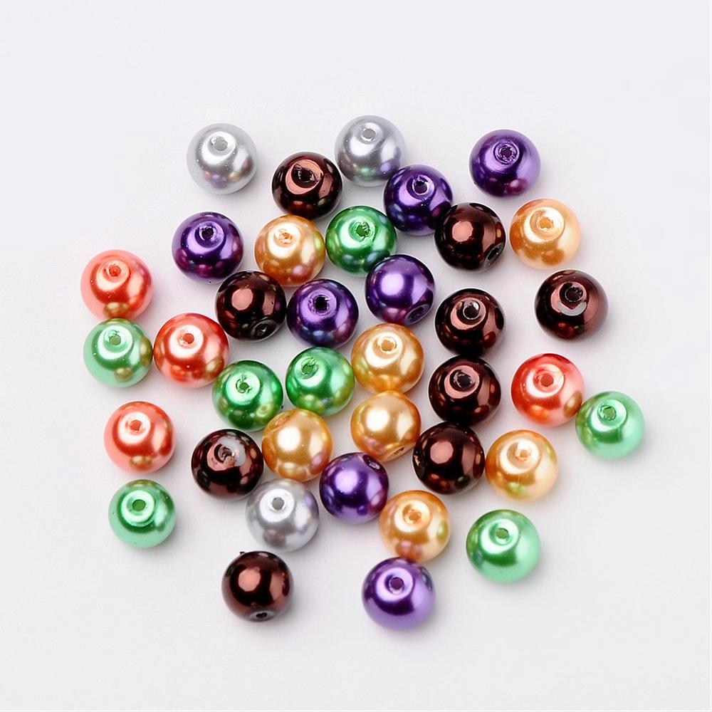 Glass Pearl Beads 8mm (1.0mm Hole) Halloween Mix - Pack of 100
