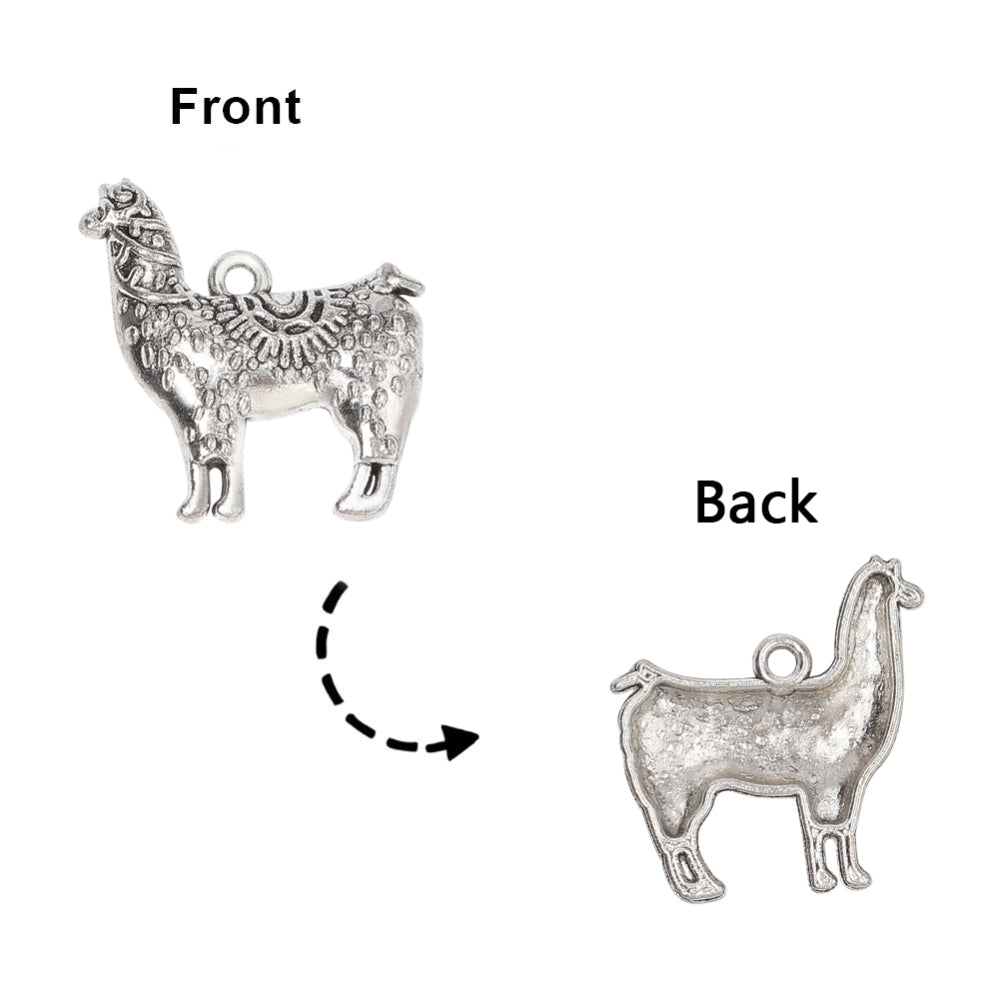 Llama/Alpaca Charms Antique Silver 25x22x3mm - Pack of 5