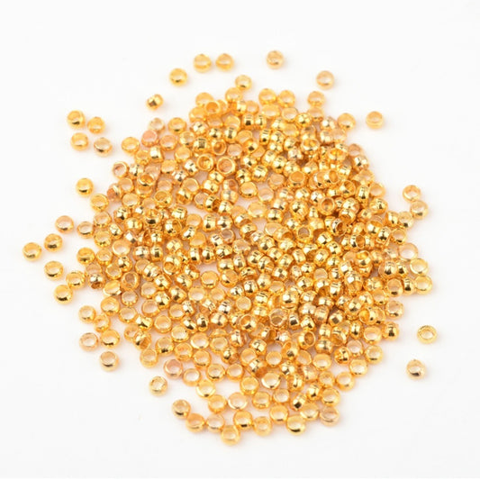 Golden Tone Brass Crimp Beads 2.0 mm (1.2 mm hole) - Pack of 1000