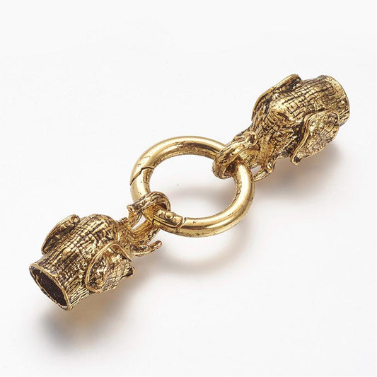 Elephant Head Cord Clasp Antique Gold