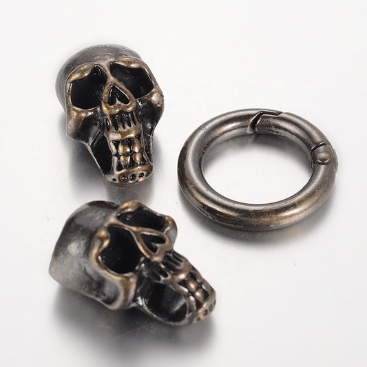 Skull Head Cord Clasps Black/Gunmetal