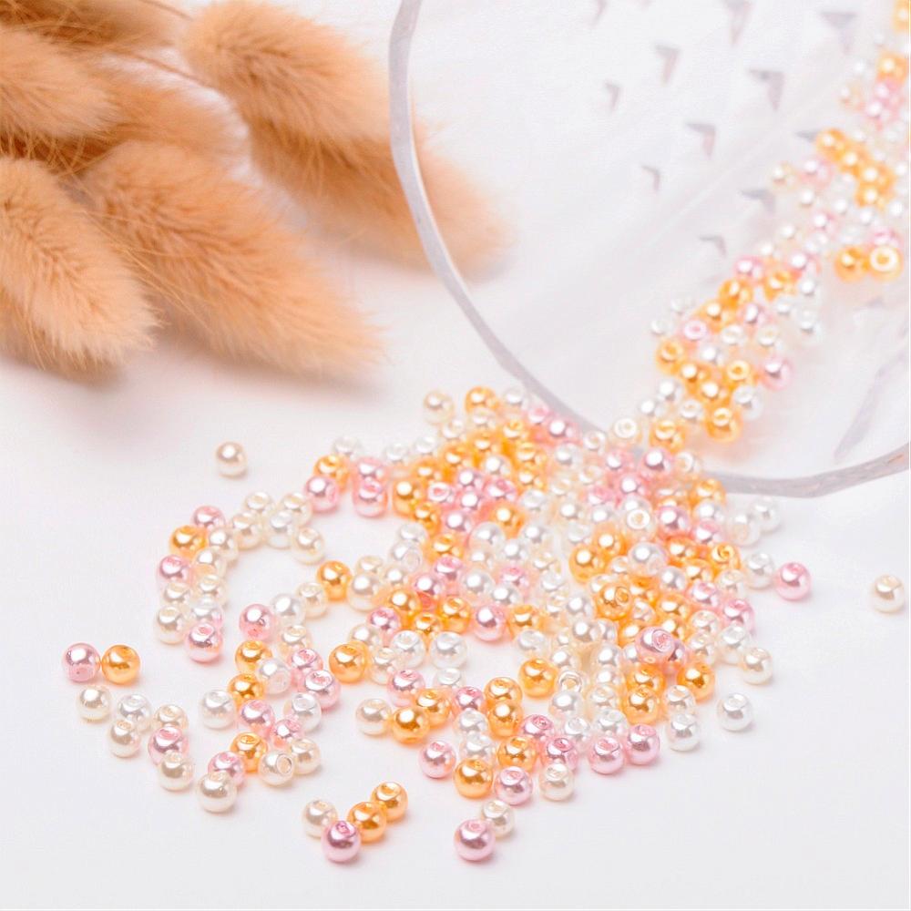 Glass Pearl Beads 4mm (0.8mm Hole) Barely Pink Mix - Pack of 400