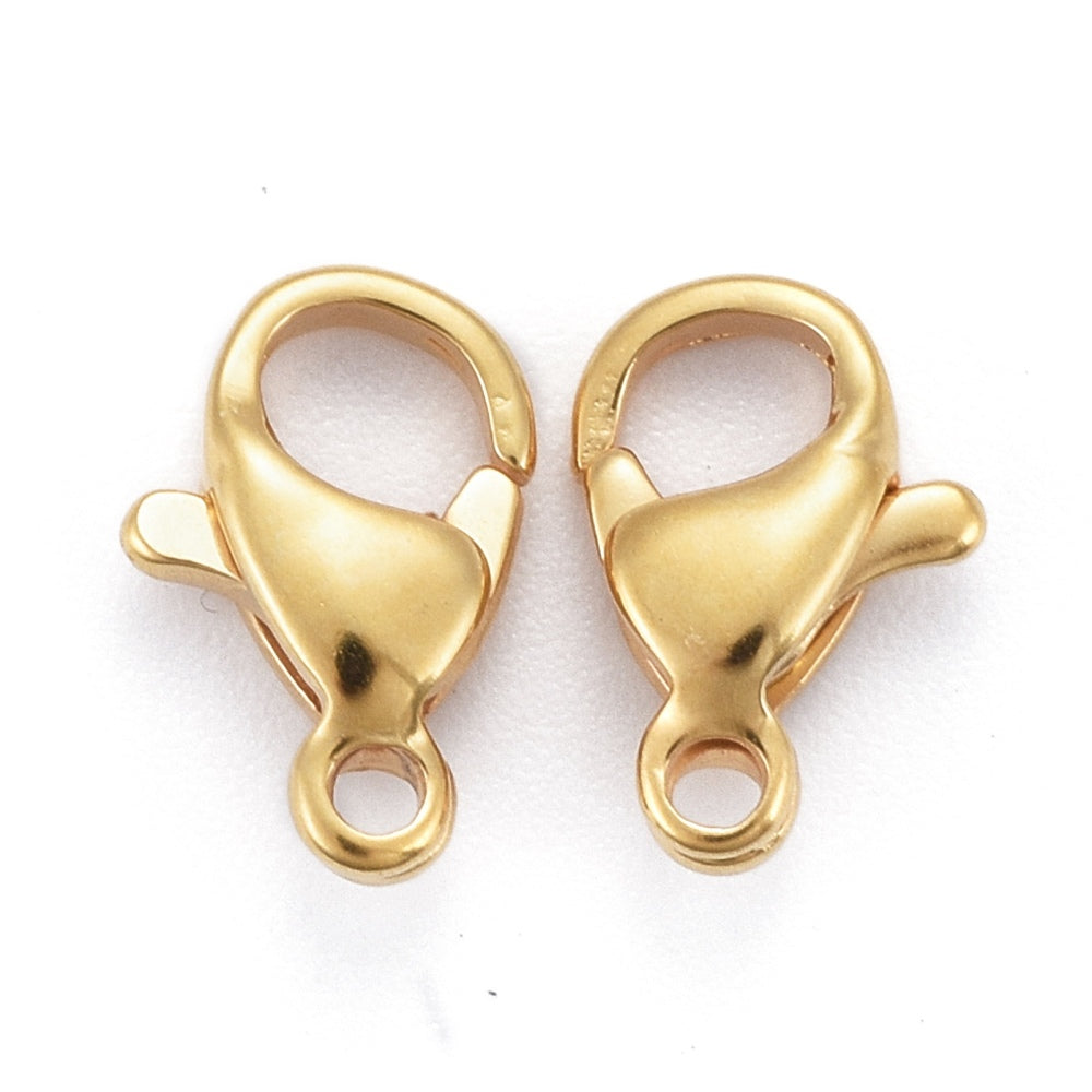 24ct Gold Plated 304 Stainless Steel Lobster Clasp 10x6x3mm - Pack of 10