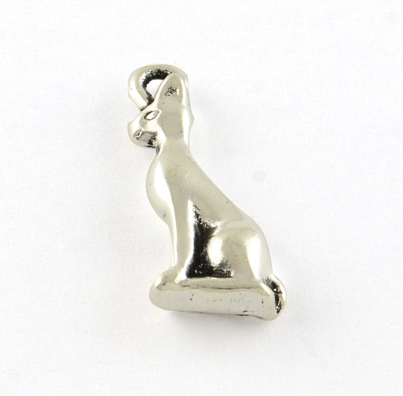 Cat Charms Antique Silver 19x8x4mm - Pack of 100