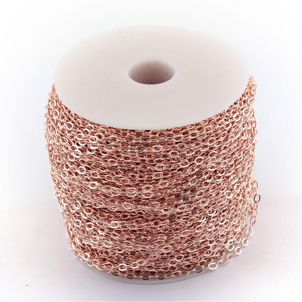 Iron Cross Chain - Rose Gold - 4x2.7x0.7 mm - 10 Metre Reel