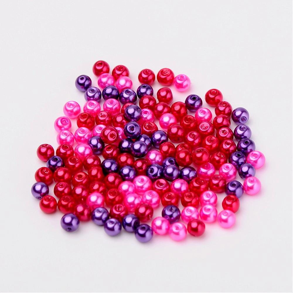 Glass Pearl Beads 4mm (0.8mm Hole) Valentines Mix - Pack of 400