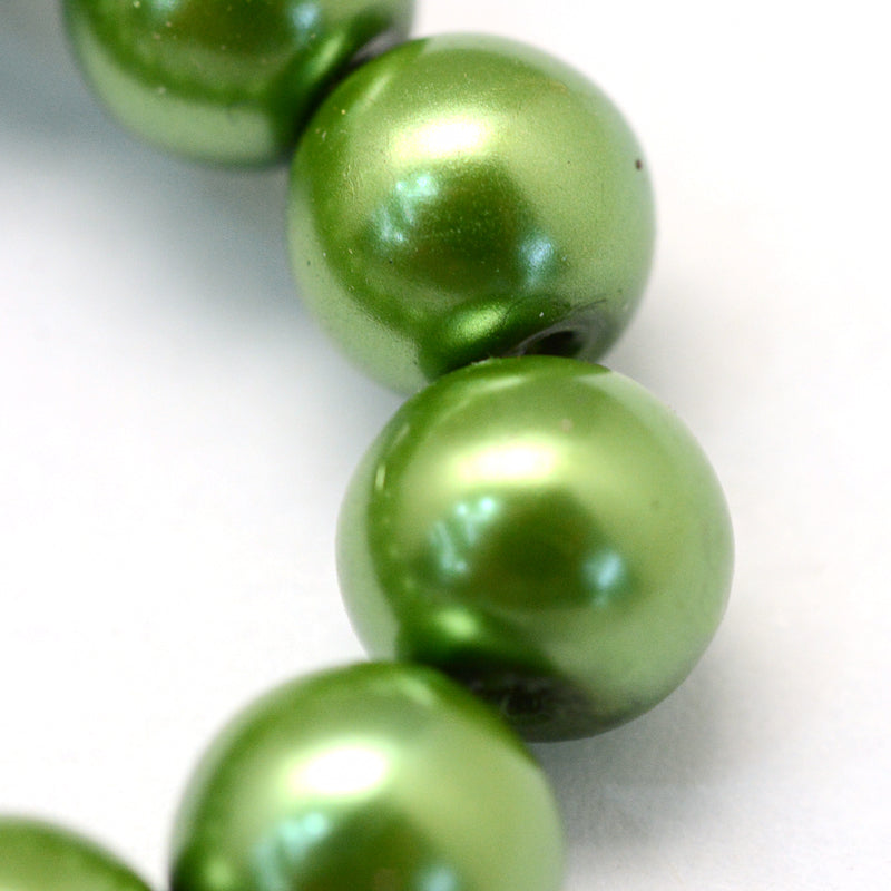 Glass Pearl Beads 3mm (0.5mm Hole) Green - One Strand of Approx 195 Beads