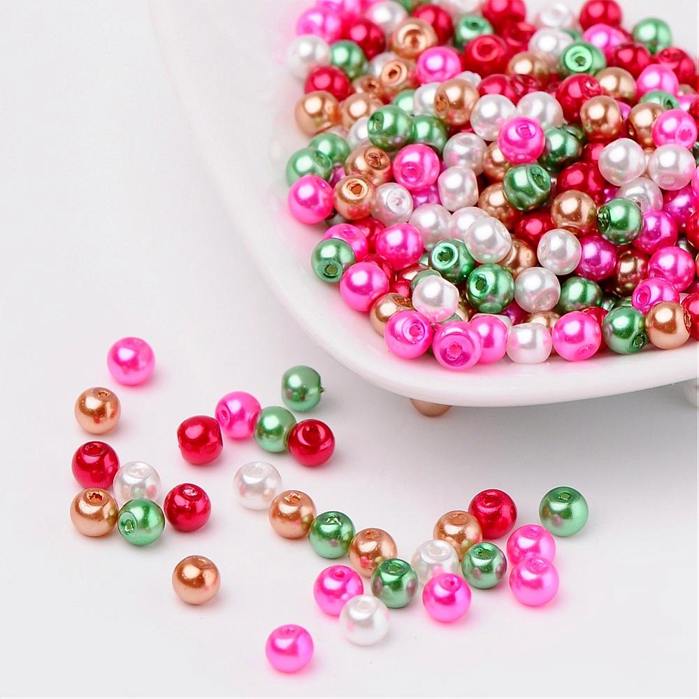 Glass Pearl Beads 4mm (0.8mm Hole) Christmas Mix - Pack of 400