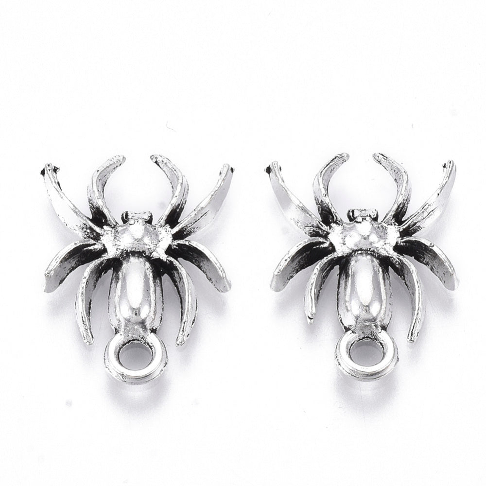 Spider Charms Antique Silver 18.5x14x3mm - Pack of 50
